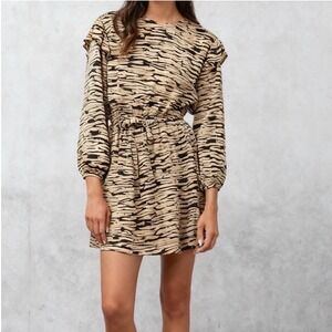 Rails Ora Canyon Mini Dress in Animal Print Tan Tiger size Medium